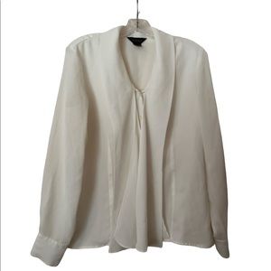 Vintage Van Heusen Cream Oversized Tie Blouse Size Medium